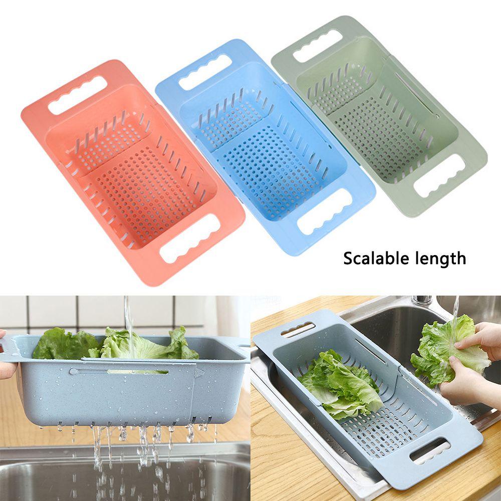 Chookyy Adjustable Drain Basket Bathroom Holder Organizer Keranjang Penyimpanan Buah Drainer Basket Ditarik