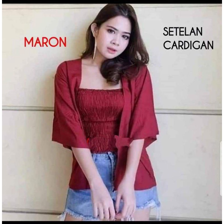 new product setelan outer kemben / cardigan basic / ootd / big size / cardigan rayon / outer polos /