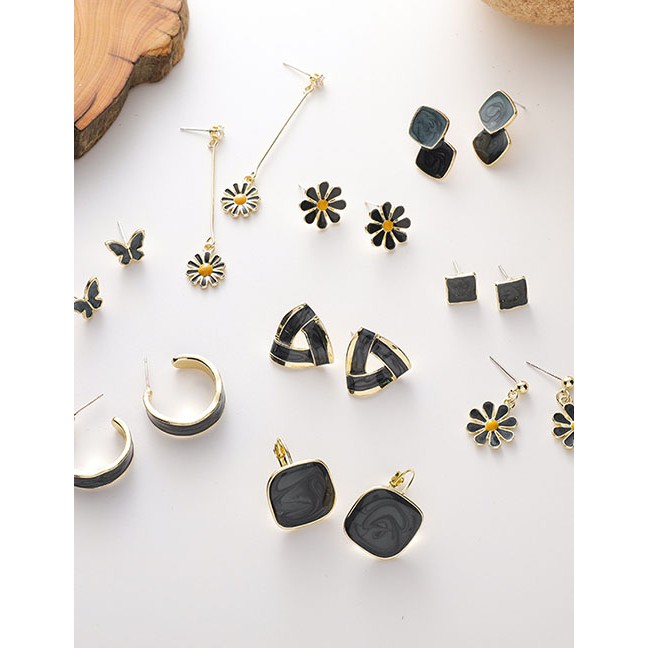 LRC Anting Tusuk Fashion Alloy Dripping Glaze Butterfly Flower Geometric Alloy Earrings K96982