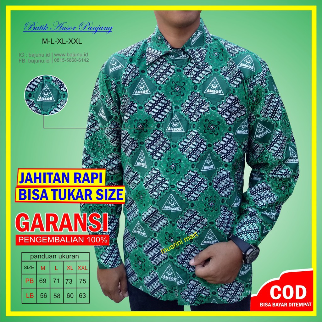 BAJU ANSOR BATIK ANSOR LENGAN PANJANG KEMEJA HEM ANSOR MURAH MUSRINI Mart