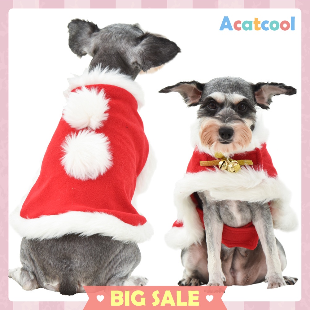 Christmas Cat Cloak Dogs Winter Warm Fleece Costume Clothing Accessories