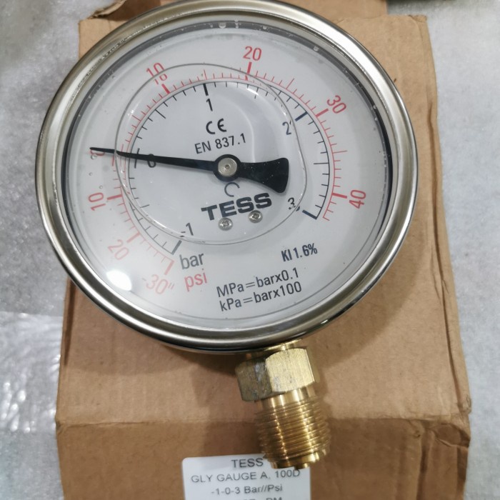 Compound Vacuum 4" Gauge -1/+3Bar 40Psi TESS 100D 1/2" BSPP