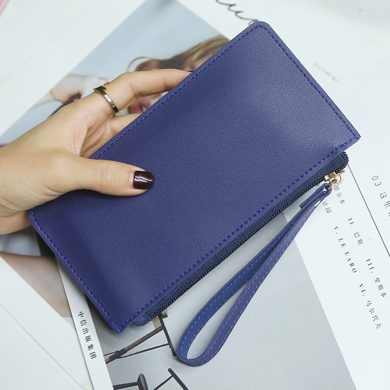 (6 WARNA) Dompet Wristlet Tali 3 Compartment Clutch Kosmetik Tipis Polos Lomenia Korea LOD036