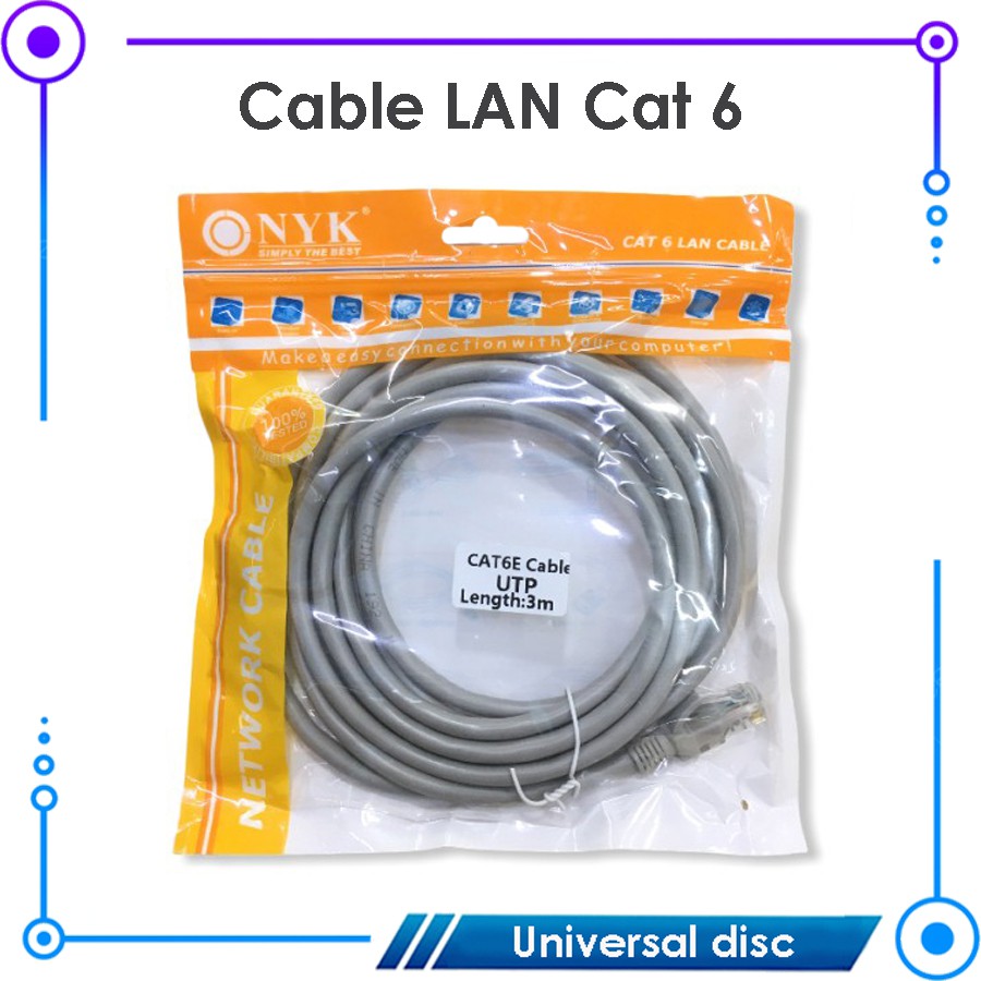 Kabel LAN UTP Cat 6 3M NYK - Kabel LAN 3M cat6 - Kabel UTP 3M - Kabel Jaringan internet