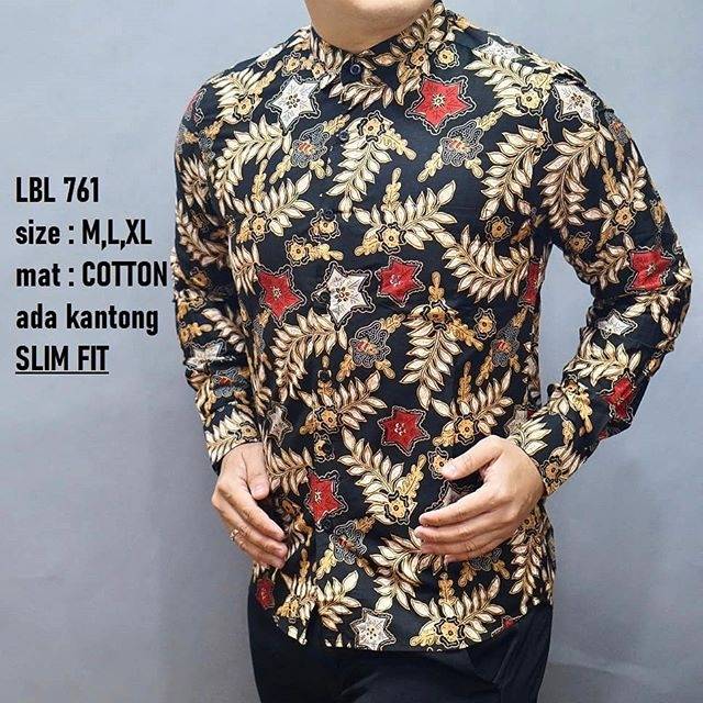 LBL 761 HEM KEMEJA BATIK PRIA SLIM FIT LENGAN PANJANG LUIGI BATANI