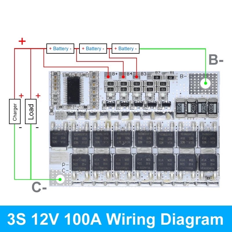 BMS 3S 100A baterai Lithium Perlindungan Sirkuit Pengisian