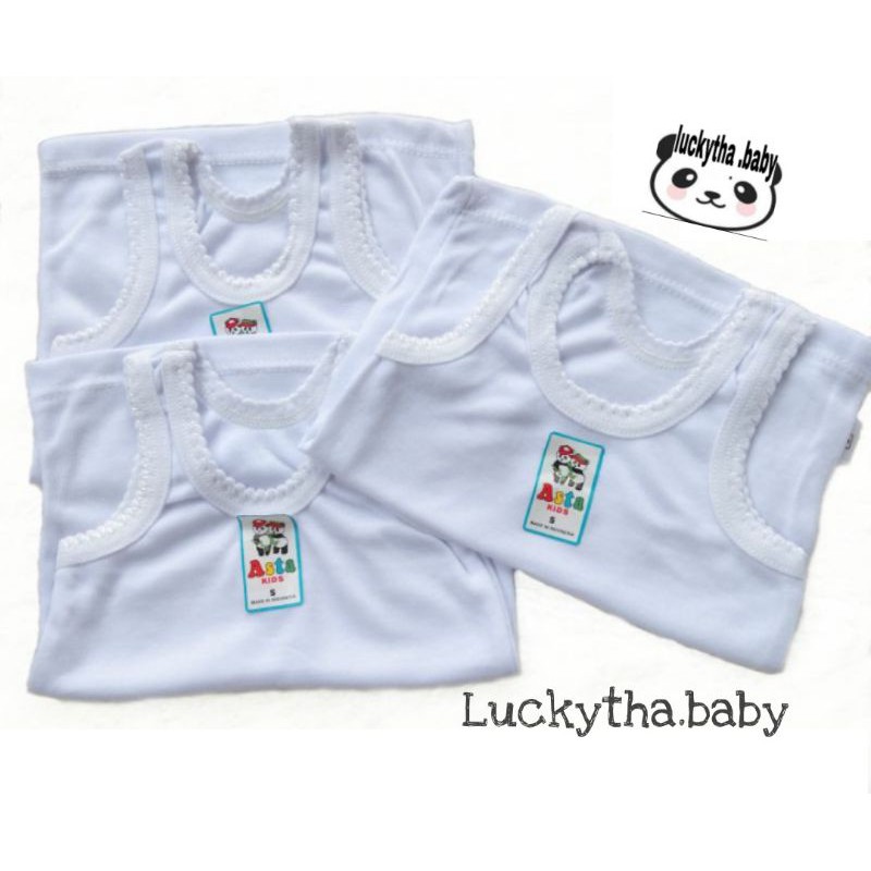 12Pcs Singlet Asta polos putih dan warna / kaos kutang anak / kaos dalam bayi perempuan polos