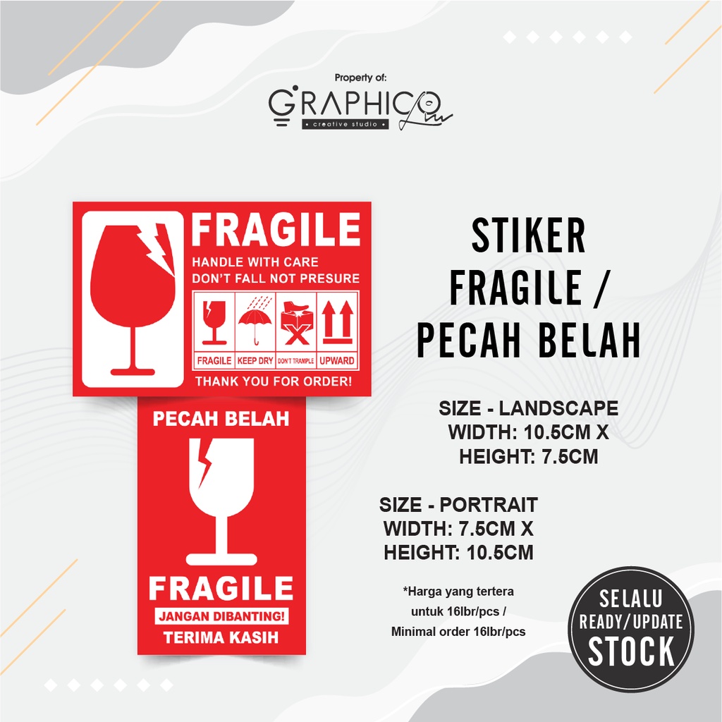

Stiker Fragile/Pecah Belah - Per/16 stiker