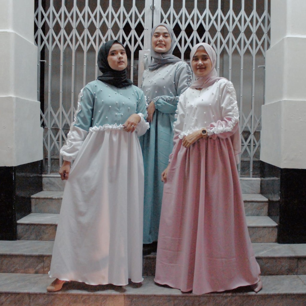 GROSIR HIJABKU Gamis Mutiara Tabur Variasi Kriwil Bahan