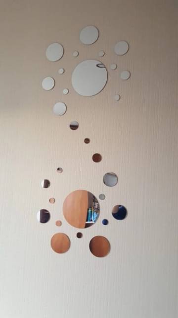 Hiasan dinding Wall stiker mirror bulat round silver gold wallstiker