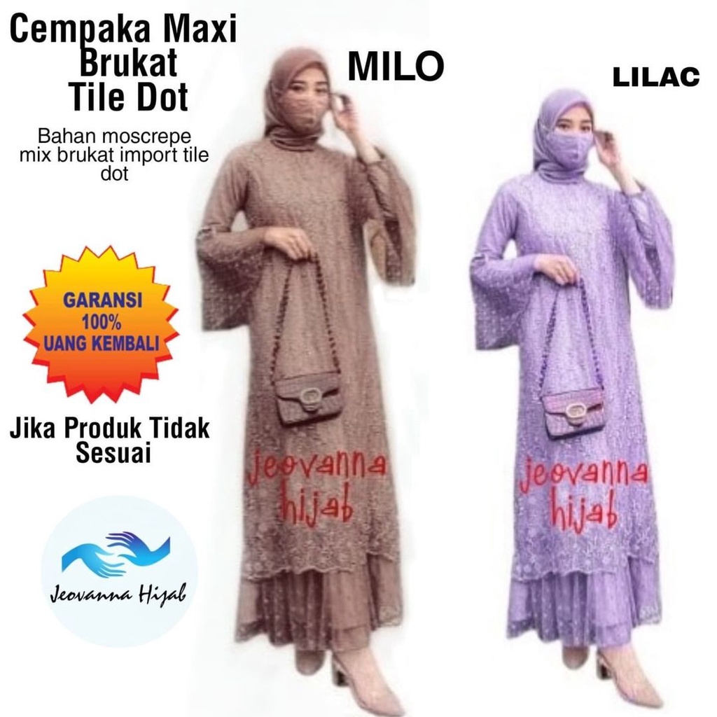 BEST SELLER GAMIS CEMPAKA BROKAT TILE MUTIARA JUMBO / GAMIS WANITA BROKAT / GAMIS BROKAT MUSLIMAH /