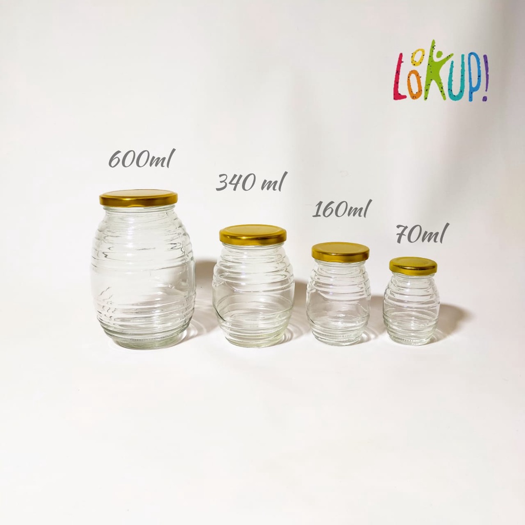 BOTOL KACA BENING Glass Jar Botol  Toples KacaToples Selai Jam  Sambal  Jar Madu  Bulat