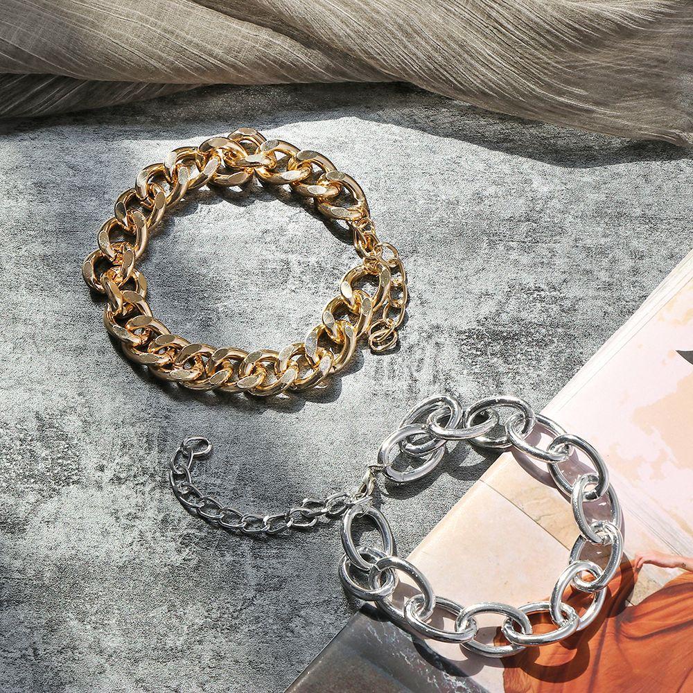 Solighter Choker Punk Statement Rantai Kaitan Warna Silver Gold
