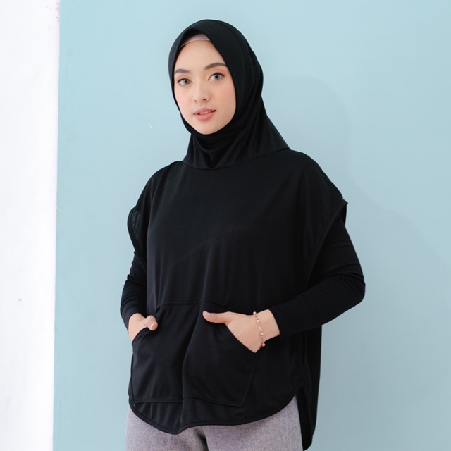 ACTIVE+ HIJAB - Black | HIJAB SPORT | JILBAB OLAHRAGA | KERUDUNG INSTAN