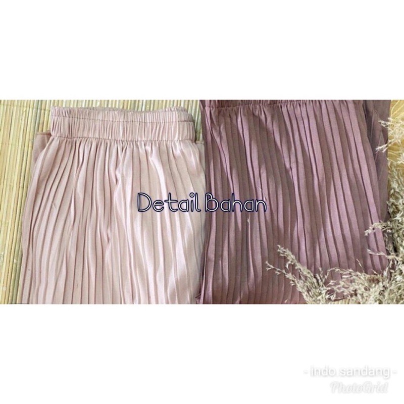 Rok Plisket Kancing Pleated Skirt / Flare Button Skirt Panjang Murah