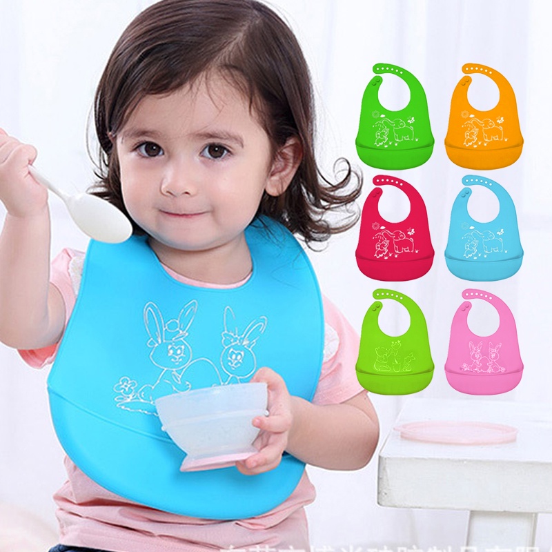 Elemek Makan Bayi BABY BIB SLABER Karet Anak Baby Burb Apron Silicon Bibs L192