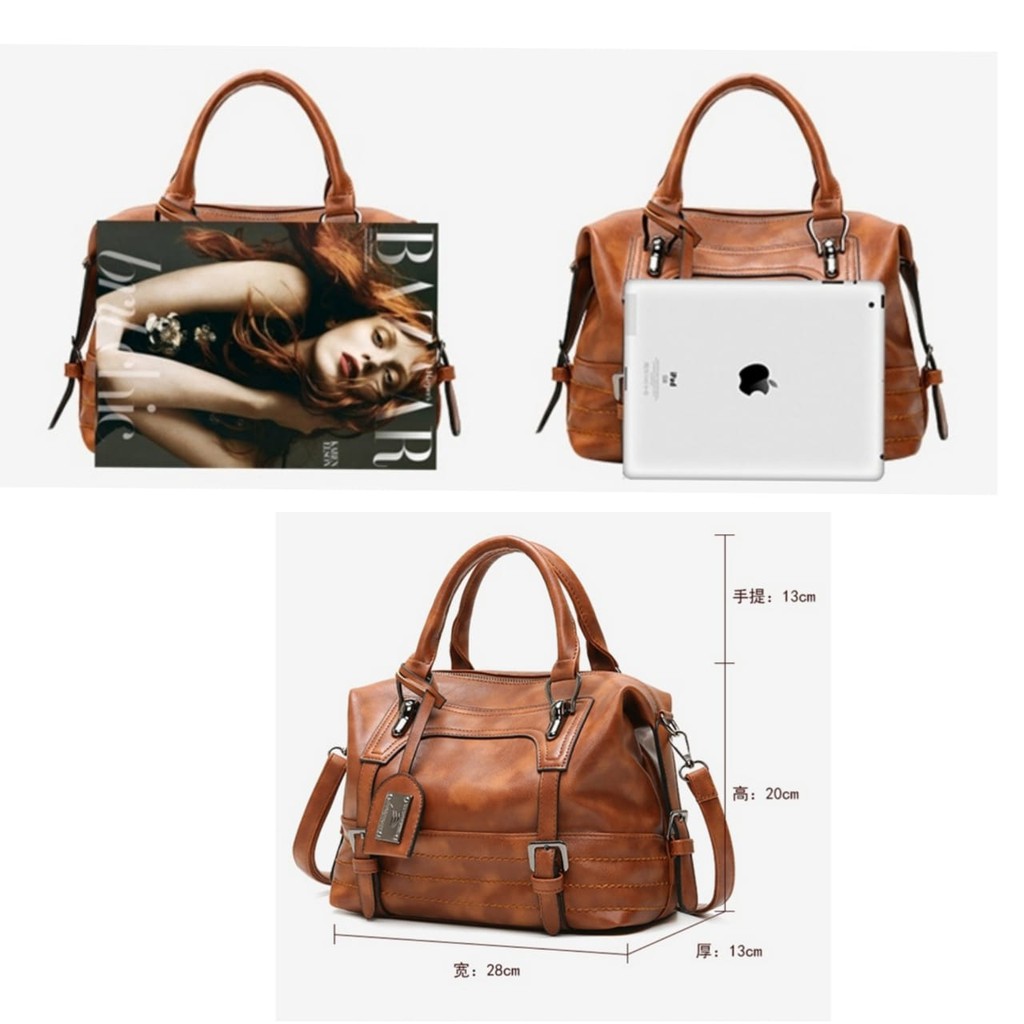 TAS SELEMPANG WANITA PREMIUM BRANDED IMPORT KOREA KULIT COKLAT OCTAVIA TA387B7 VINTAGE BATAM FASHION