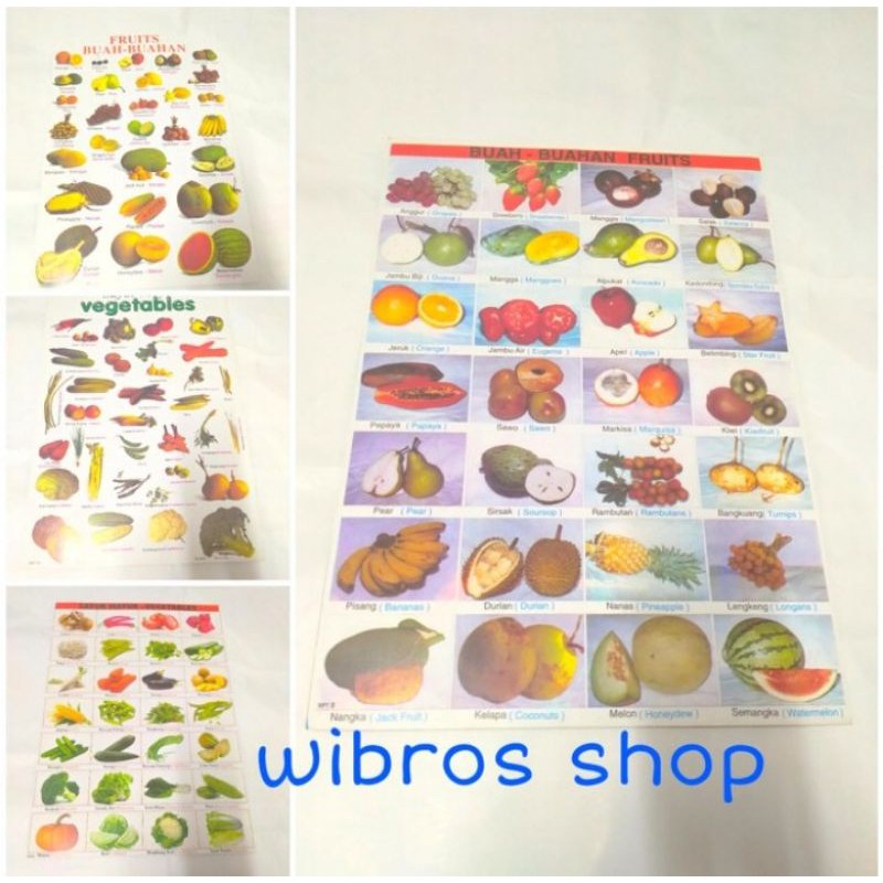 Poster Sayur Dan Buah Bahasa Inggris - Indonesia