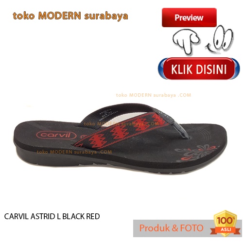 CARVIL ASTRID L BLACK RED sandal wanita casual sandal jepit