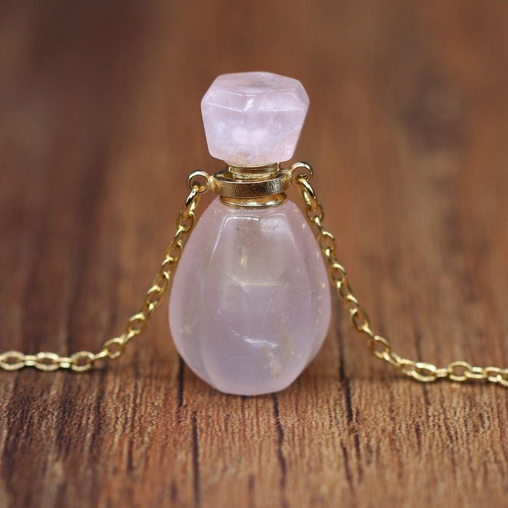 NEEDWAY Needway Liontin Kalung Indah Amethyst Kecil Isi Ulang Botol Rantai Choker Kristal Botol Minyak Esensial