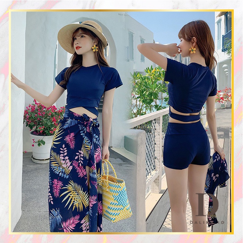 Swimsuit Set Baju Renang Bikini Wanita Gaya Korea Import High Quality model three-pieces Dalika