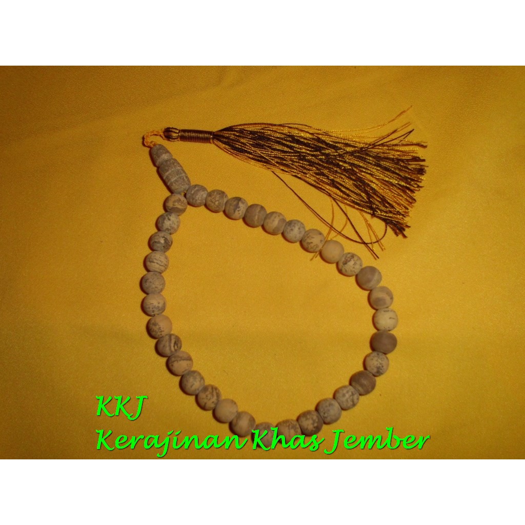 Tasbih batu FOSIL DAUN ukuran 33 biji ukuran 8 mm