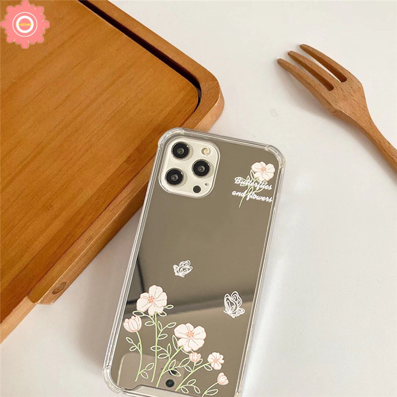 Soft Case Tpu Motif Bunga Dengan Cermin Untuk IPhone 7 8 Plus 13 12 11 Pro MAX XR X XS MAX SE 2020