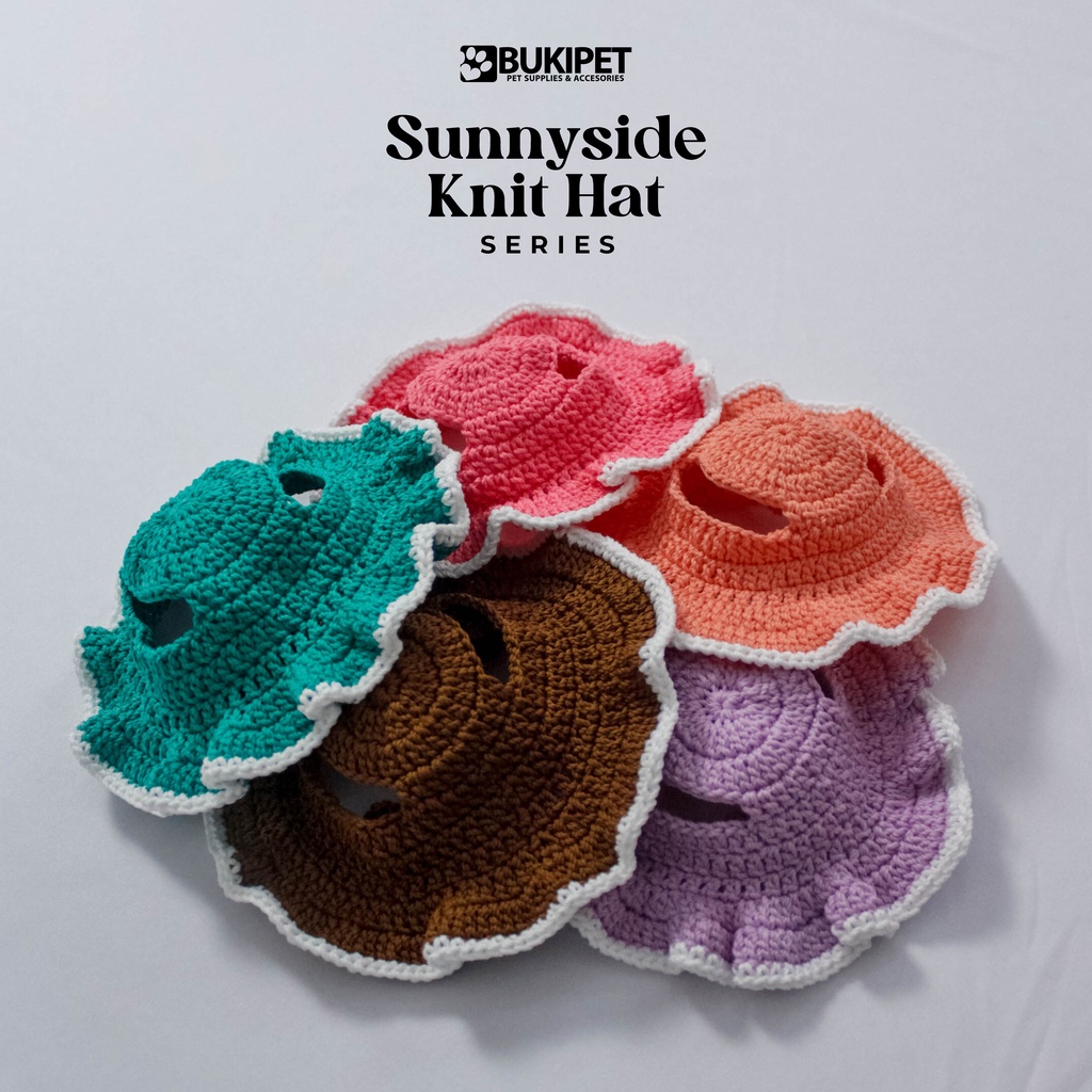 Topi Kucing Rajut / Headband Kucing / Aksesoris Kucing / Bunny Hat untuk Kucing - SUNNYSIDE KNIT HAT