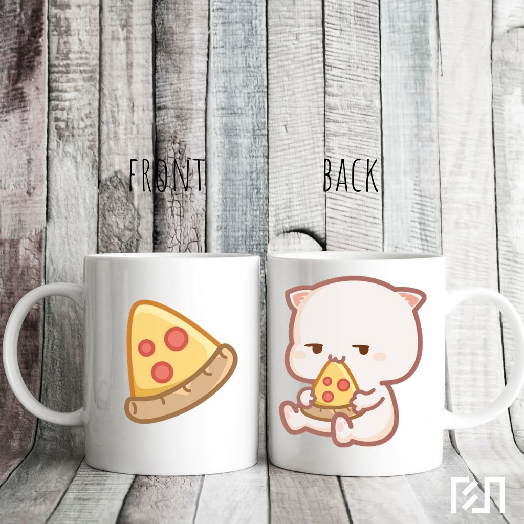 

Mug Cute Mochi Mochi Peach Cat and Pizza Icon