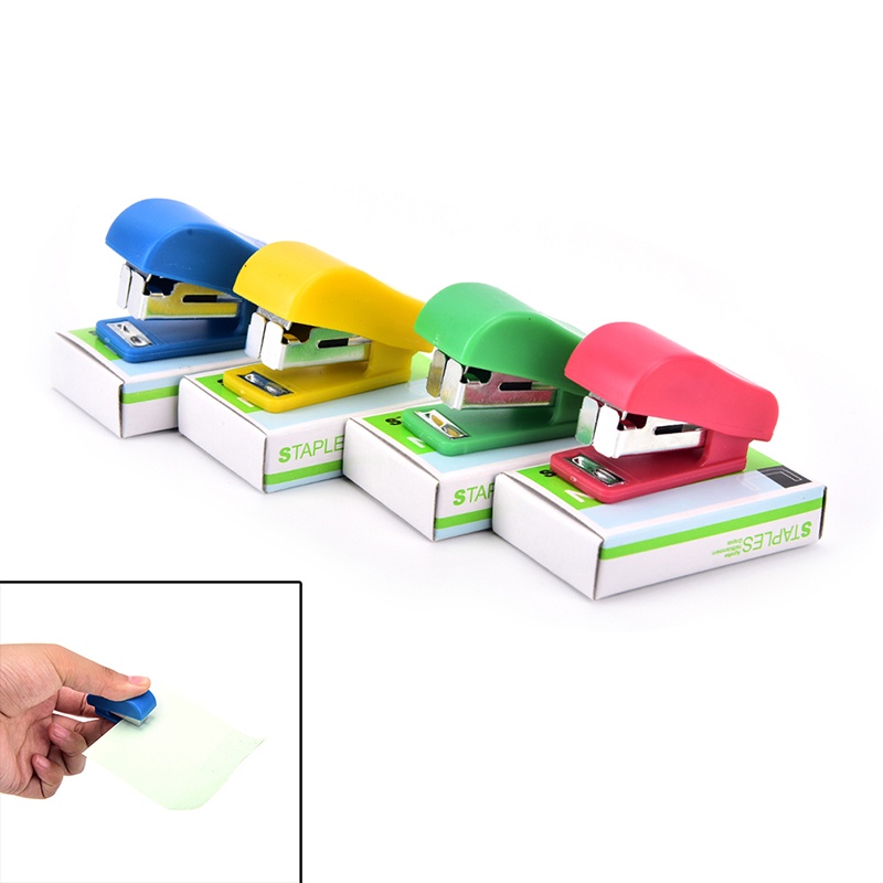 {LUCKID}Office Student School Home Mini Cartoon Paper Document Stapler With Staples Set