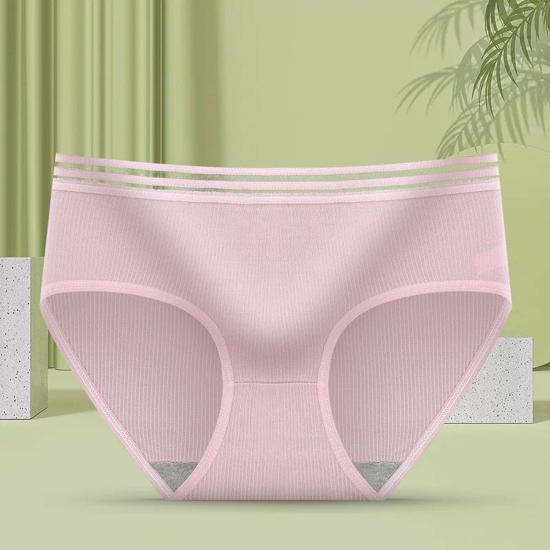 [ LINGERIE MASTER ] - (C-19) Celana Dalam Wanita Underwear Cewek Polos list hitam Celana Dalam Korea Bahan Katun-C-19 Pink