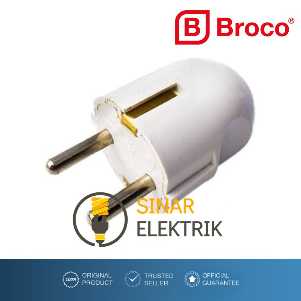 Steker Broco Arde Bulat Putih - Colokan 2P White Original Grosir SNI