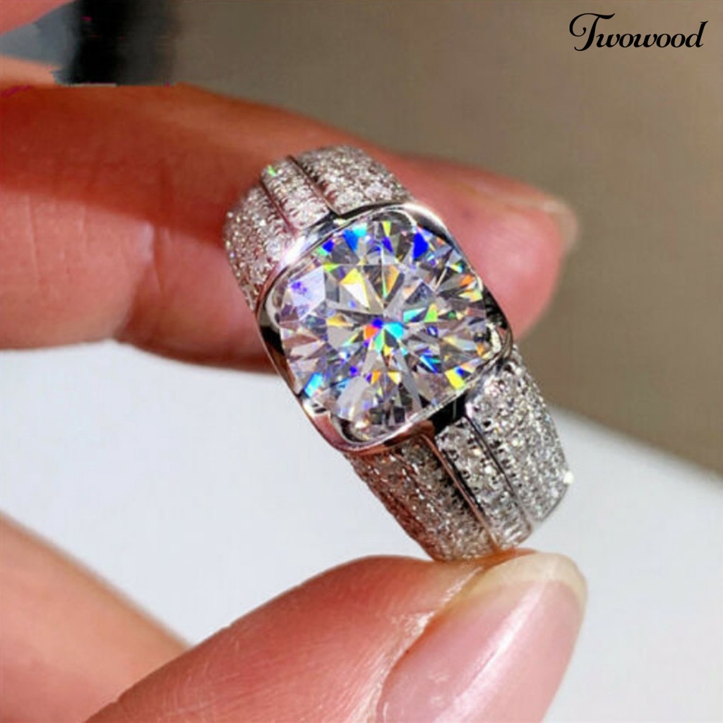 Cincin Cubic Zirconia Bahan Alloy Model Simple Untuk Wanita