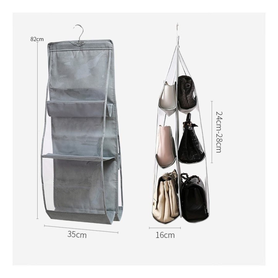 Hanging Bag Organizer Rak Gantungan Tas / Gantung Handuk dll - Hitam- Abu