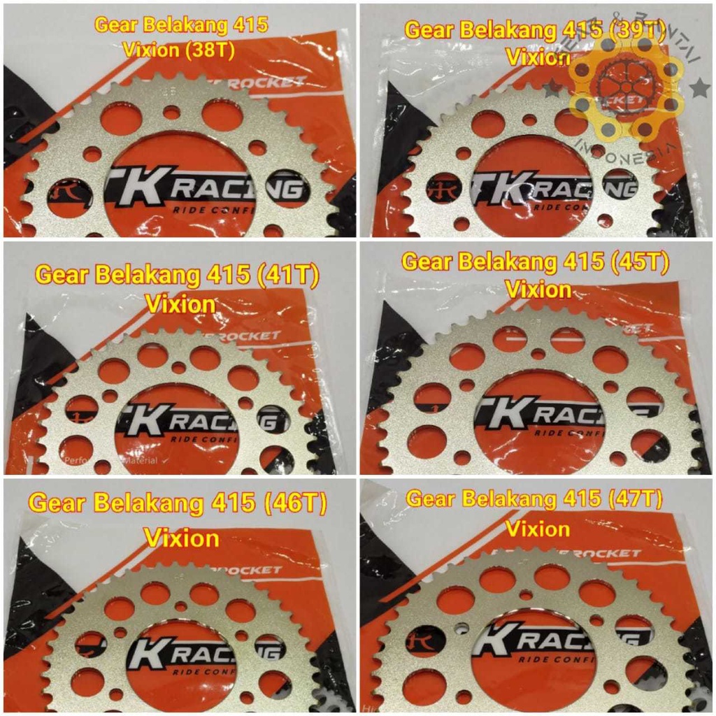 TK Gear Belakang Tipis 415 Scorpio Vixion New Old MX King NVL R15 Byson Xabre 35T 37T 38T 39T 40T 42