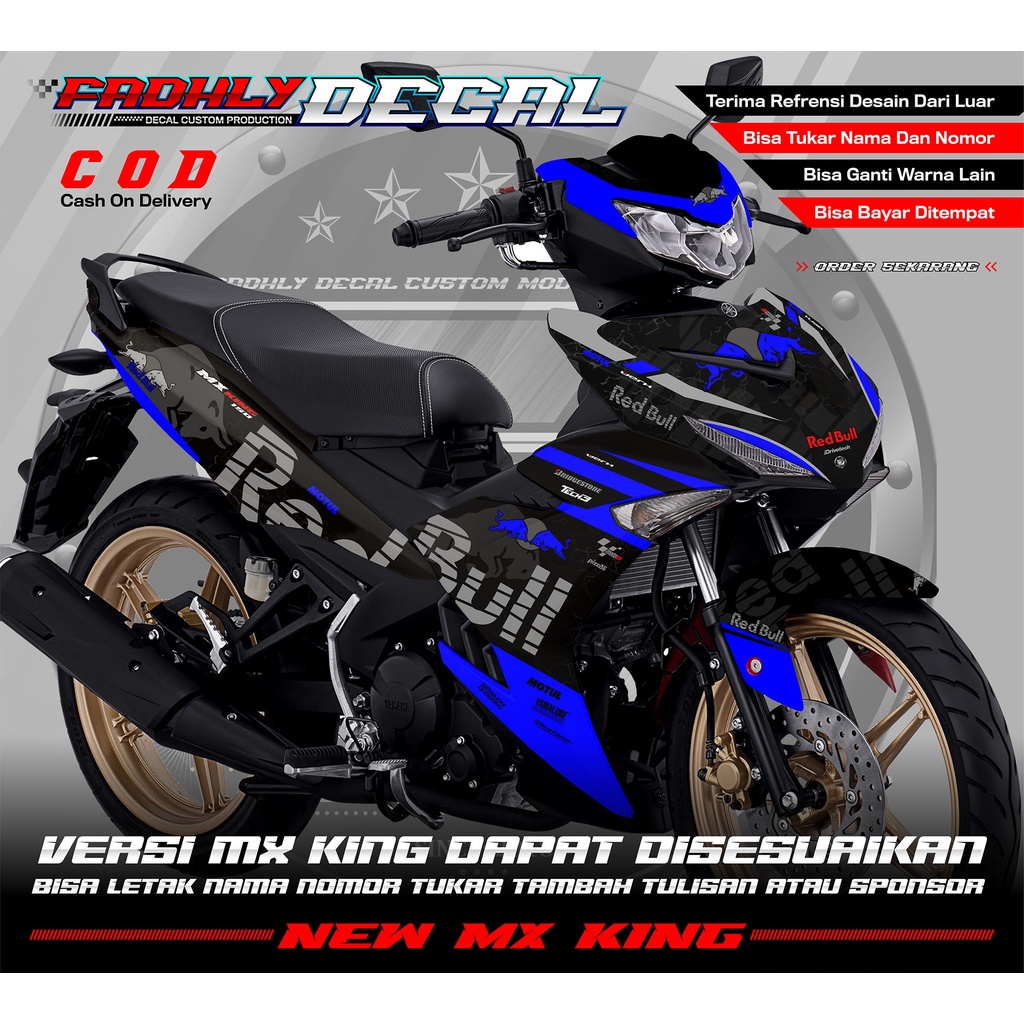 decal mx king 150 full body skull biru sticker fullbody keren