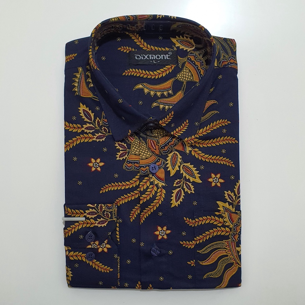 Kemeja Batik Pria Lengan Panjang BL28 Katun Motif Modern Dixmont Semi Slimfit Premium