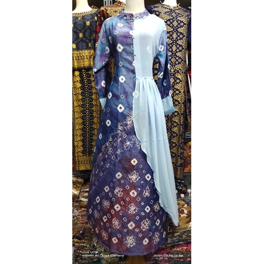 Jumputan Sutra Baby Blue Couple