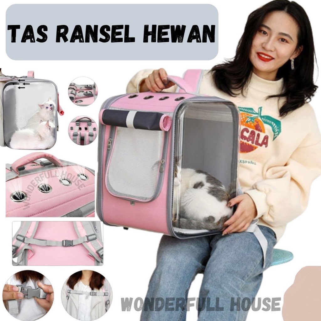 Tas Ransel Hewan Tas Ransel Kucing atau Travel Bag Nyaman Tas Transparan dan Anti Air Cat Bag Pet Bag