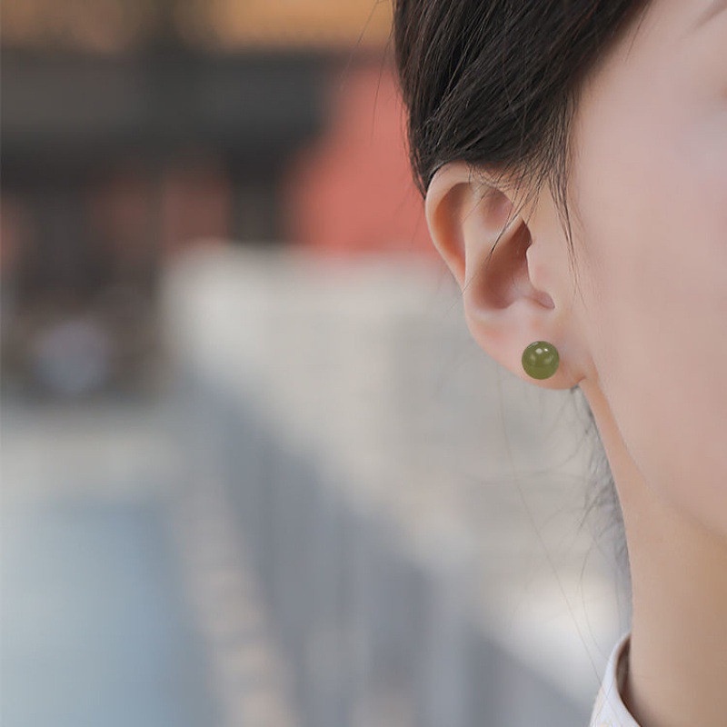 Anting Gantung Batu Giok Hetian Natural Simple Cantik Untuk Wanita ACKER