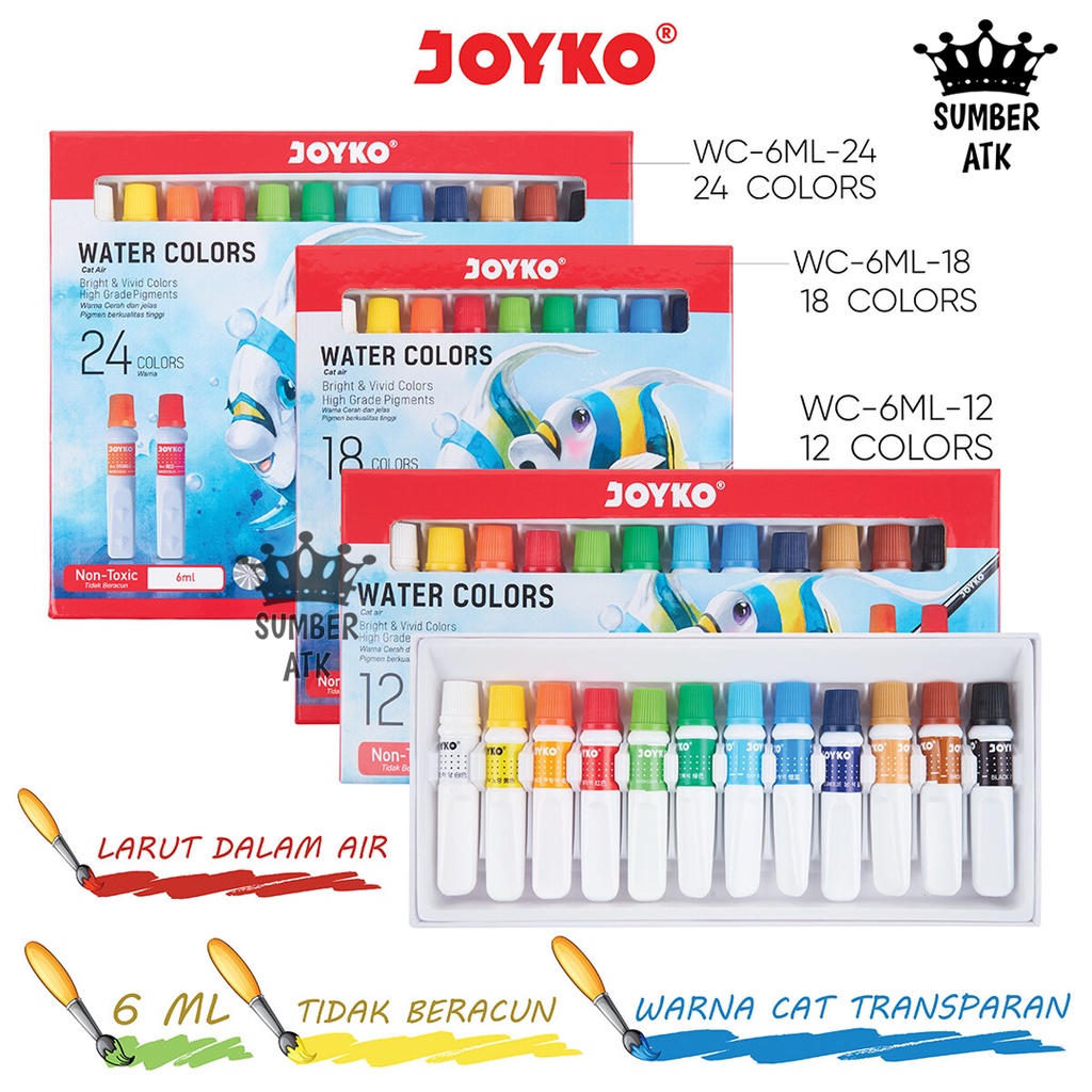 

Cat Air Water Color Joyko WAC-6ML 12 , 18 , 24 WARNA