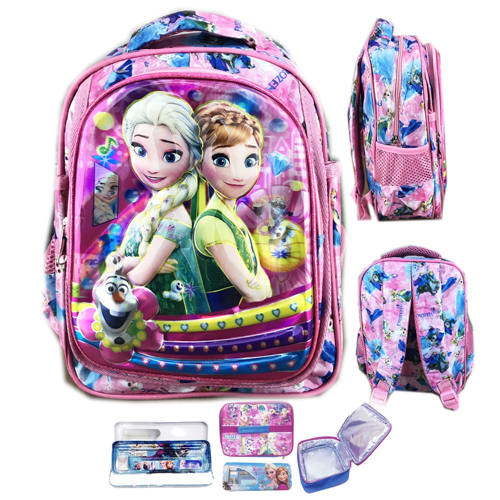 Tas Ransel Sekolah Anak TK Fever Elsa Anna 5D Gambar Rubah2 LBKP - Pink