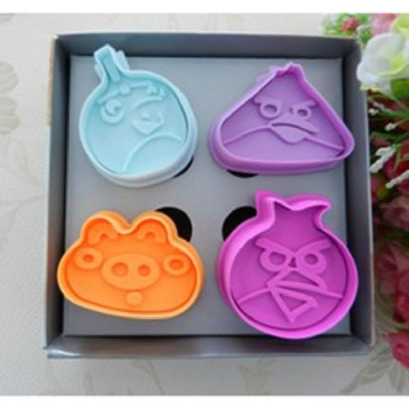 Cetakan kue kukis cookies cutter karakter hewan angry bird burung isi 4