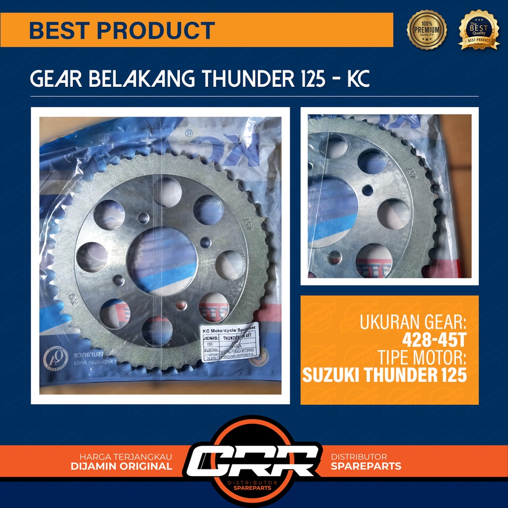 Gir Belakang Thunder 125 Gear Motor Thunder Ukuran 428 45T Merk KC