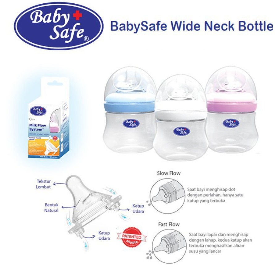 Baby Safe Wide Neck Bottle WN001 WN002 WN30 WN04 WN05 WN06 Babysafe Milk Flow Botol Susu CBKS