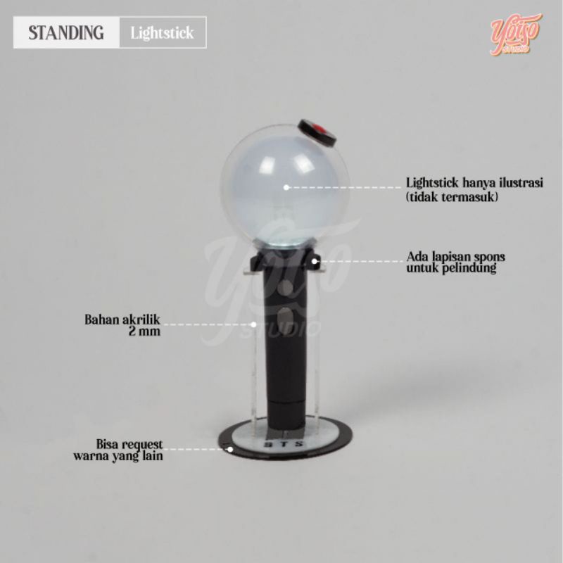 Standing Lightstick BTS Army Bomb Versi SE dengan Logo Bawah | Acrylic Light Stick Stand