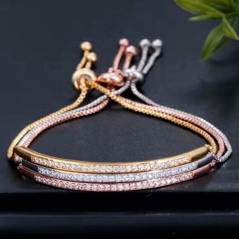 Gelang Rantai Sterling Silver 925 Hias Cubic Zirconia Untuk Wanita