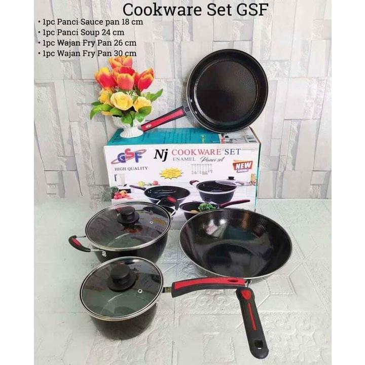 PANCI SET GSF 1831 / COOKWARE SET ENAMEL GSF 1831 TUTUP KACA