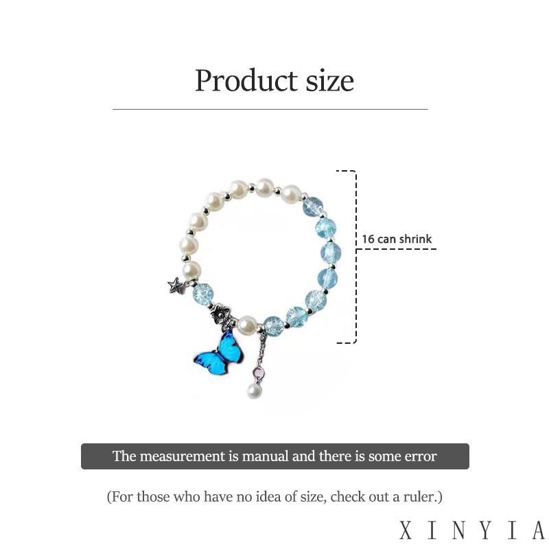 【Bayar di tempat】2023 Model Baru Gelang Manik-Manik Kristal Mutiara Liontin Bunga Kupu-Kupu Kelinci Untuk Aksesoris Perhiasan Wanita