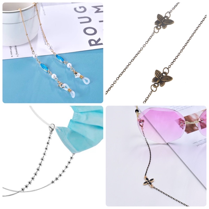 Strap Masker Mask Kalung Masker Tali Kacamata Rantai Warna Emas Hitam Titanium Copper